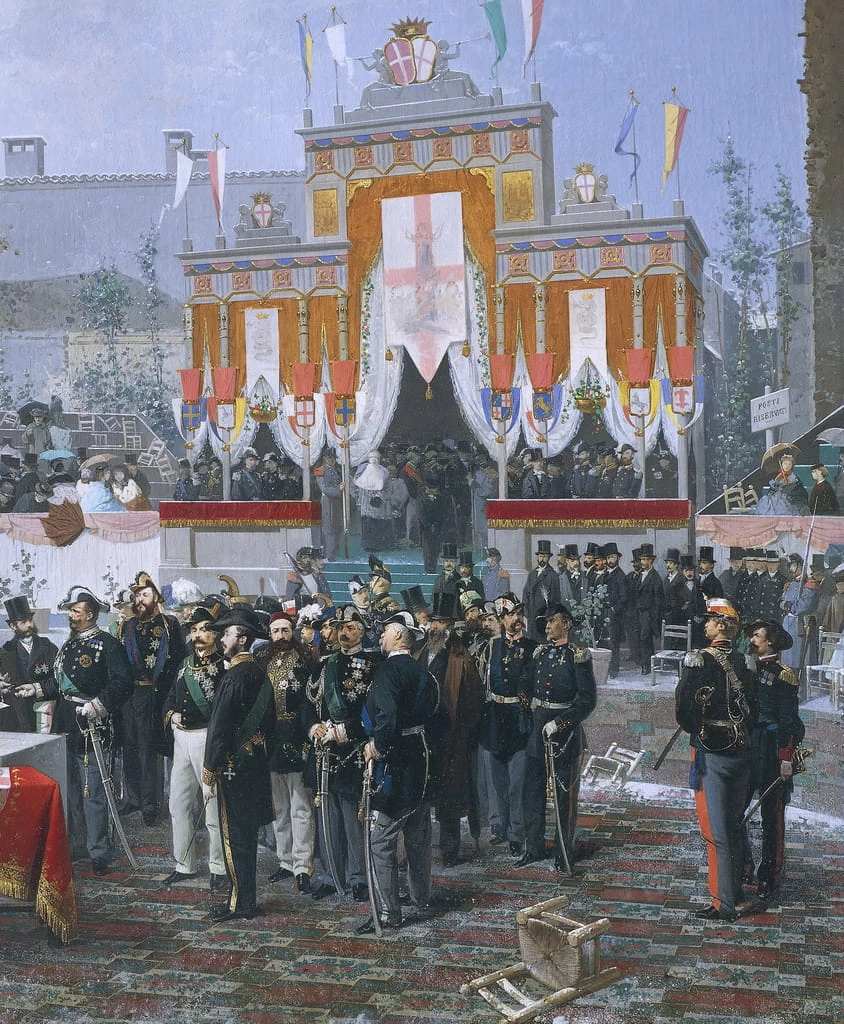 Cerimonia di posa della prima pietra della Galleria Vittorio Emanuele II a Milano, 7 marzo - dettaglio